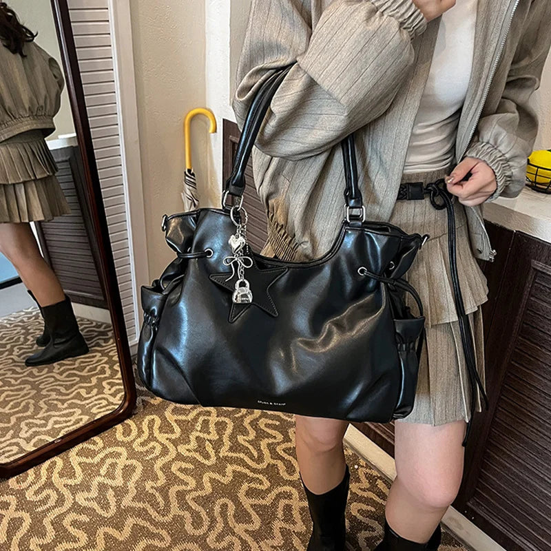 Large Capacity Tote Bag – Retro Crossbody Shoulder Bag