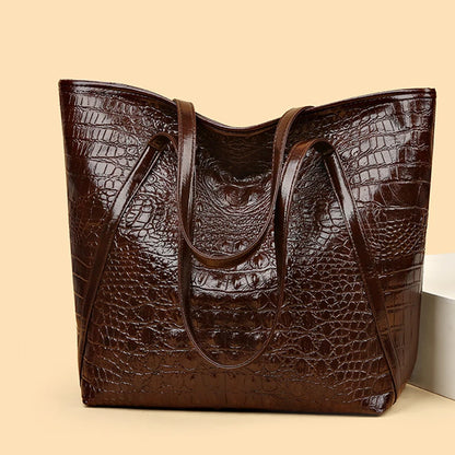 Crocodile Print Tote Bag for Women – Large Capacity Shoulder Handbag