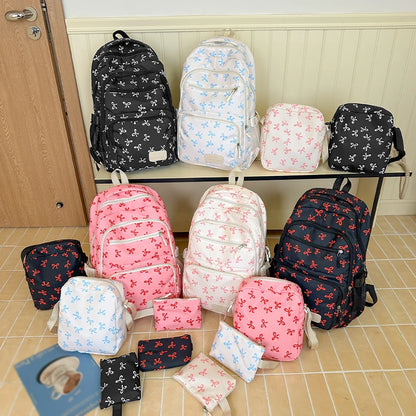 Bow Print Women's Backpack Set – Lightweight 3-Piece School Bag