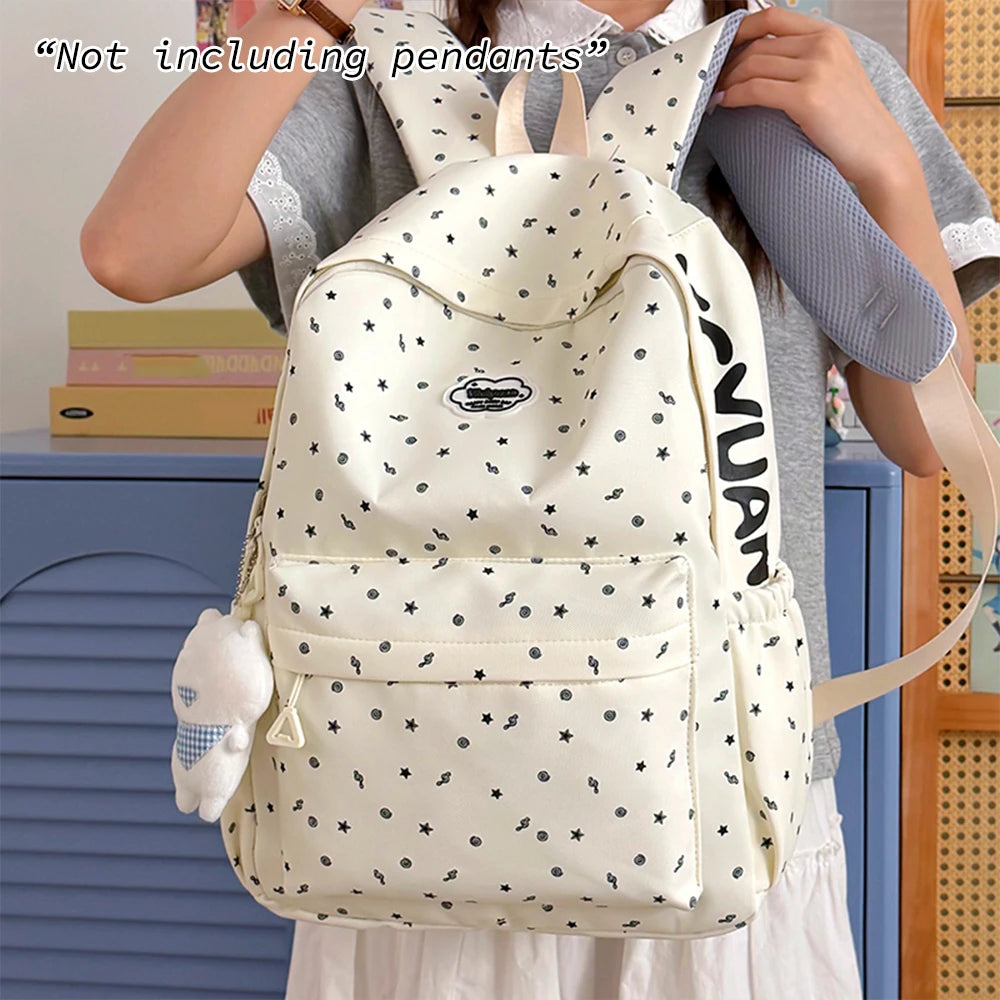 Cute Star Print Backpack for Teen Girls – Casual School Bag