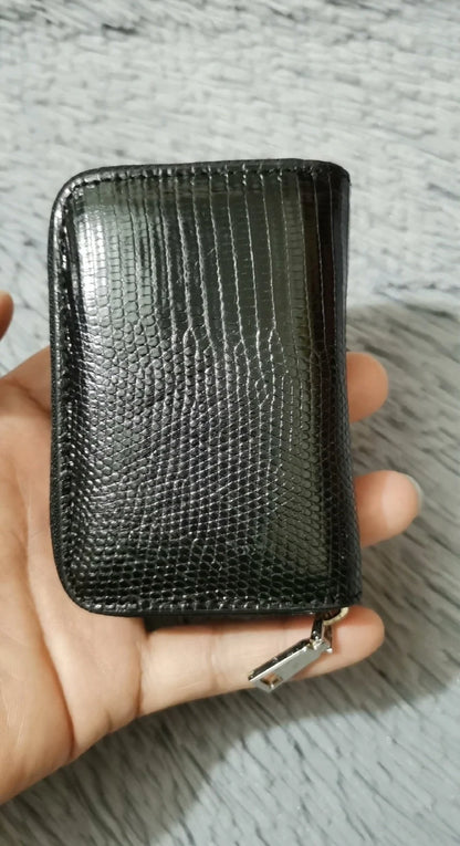 Lizard Leather Men's Card Holder Zip Wallet Multi-Slot
