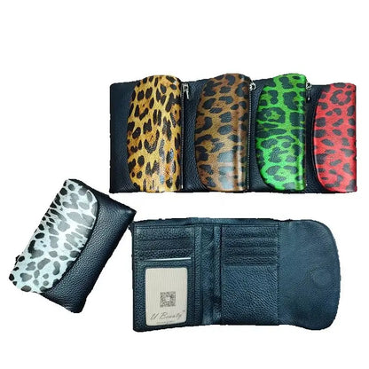 Leopard Print Leather Wallet for Women – Short Organizer Purse
