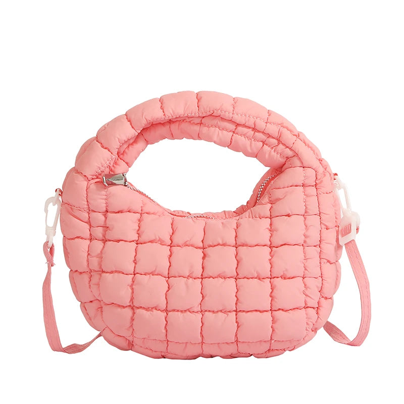 Quilted Puffer Shoulder Bag for Women – Lightweight Crossbody Handbag