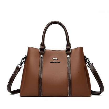 Leather Handbag for Women – Multi-Pocket Crossbody Tote