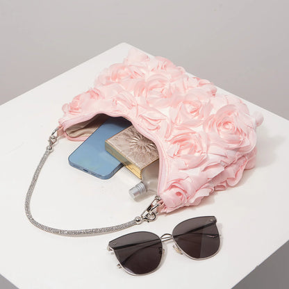 3D Rose Floral Shoulder Bag for Women – Party & Gala