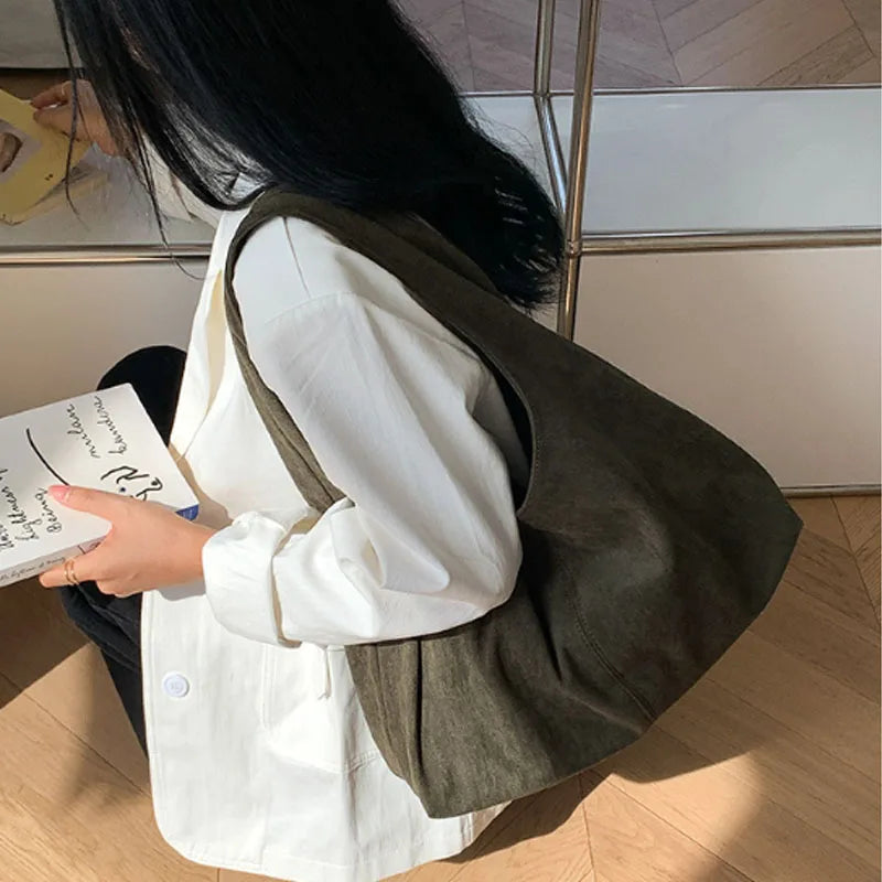 Large Suede Hobo Shoulder Bag Women's Vintage Oversized Tote Shopper