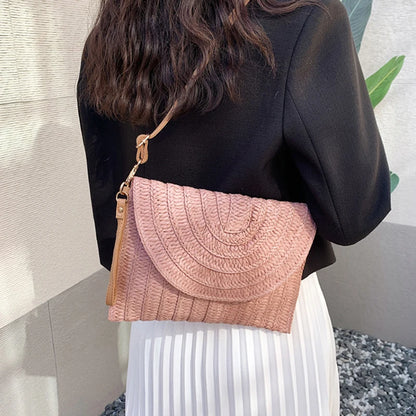 Straw Crossbody Bag for Women – Handwoven Envelope Purse