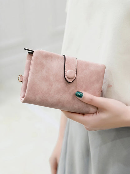 Frosted Tri-Fold Wallet for Women – Cute Multi-Card Slot Wristlet Purse