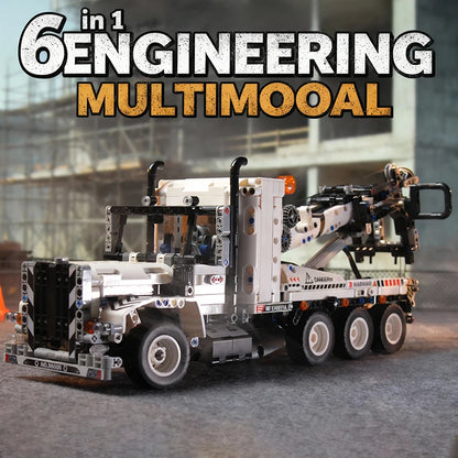 Engineering Tow Truck Building Blocks Set – Technic Highway Trailer Crane Kit