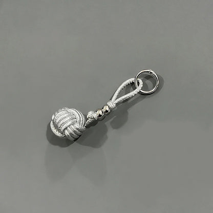 Leather Knot Ball Keychain – Woven Bag Charm & Lanyard