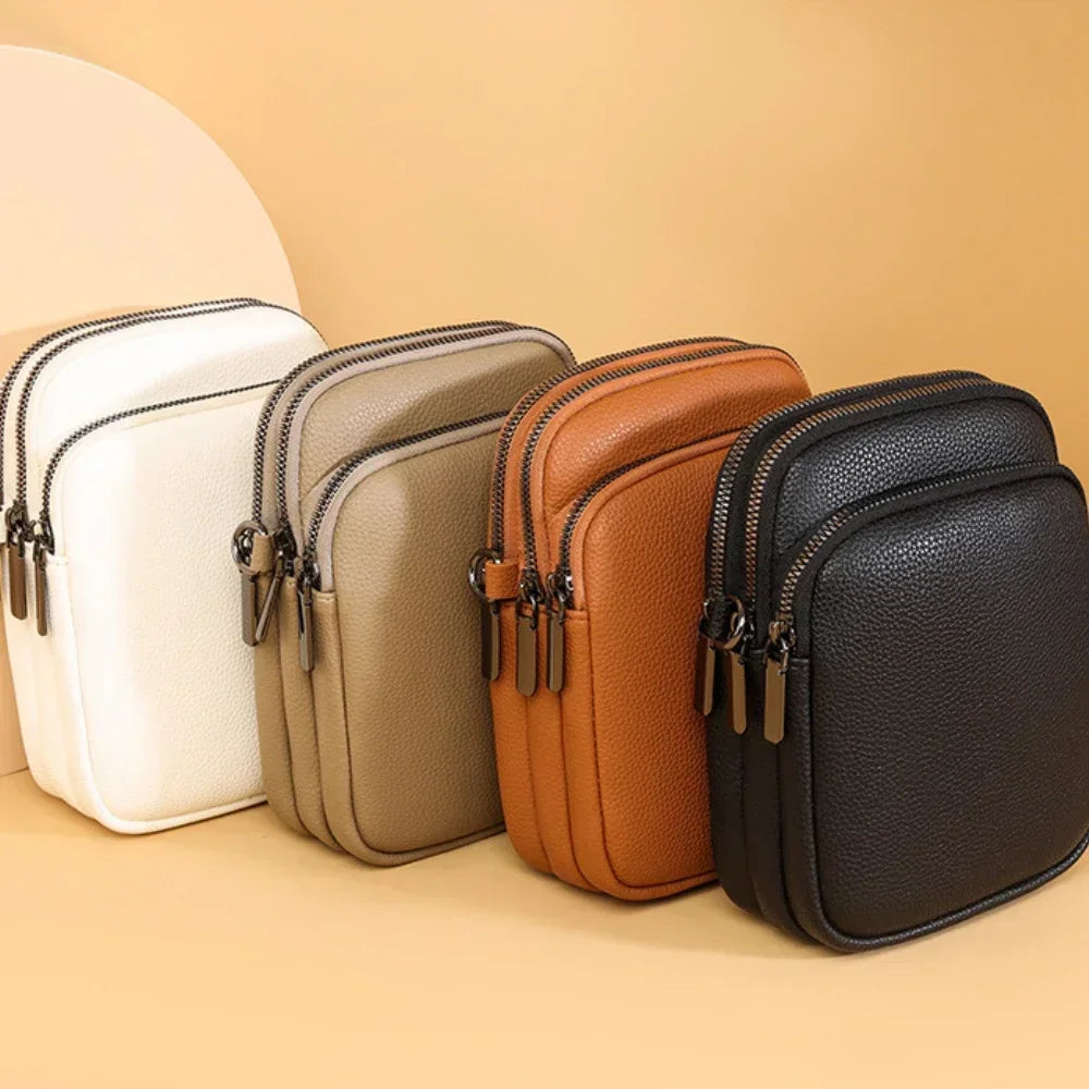 2025 New 100 Genuine Cowhide Women S Leather Mobile Phone Bag Crossbody Bags Designer Messenger