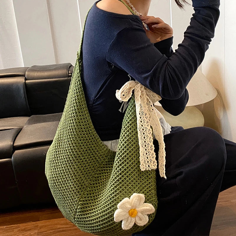 Crochet Tote Bag for Women – Large Knit Shoulder Bag