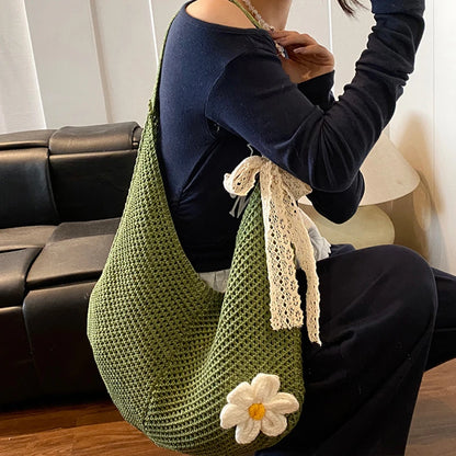 Crochet Tote Bag for Women – Large Knit Shoulder Bag