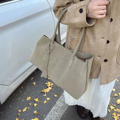 Large Capacity Suede Tote Bag – Vintage Casual Underarm Handbag