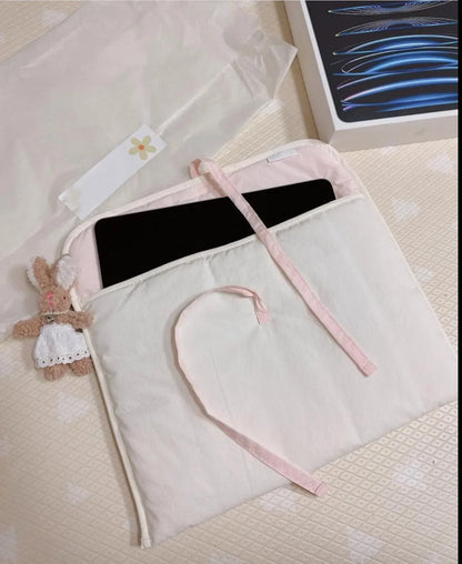 Y2K Bow Knot Laptop Sleeve Bag – Korean Sweet Tablet Handbag for Women