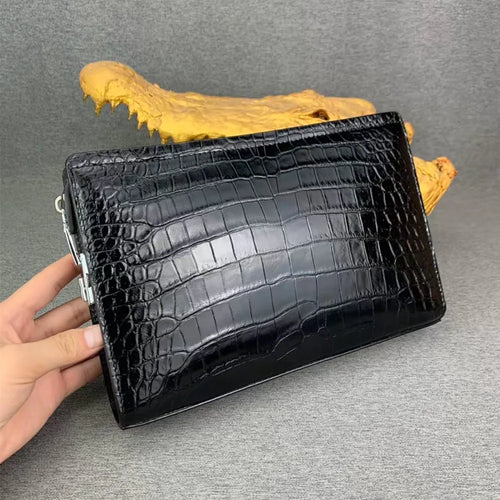 Crocodile Belly Leather Men's Business Clutch Bag with Password Lock