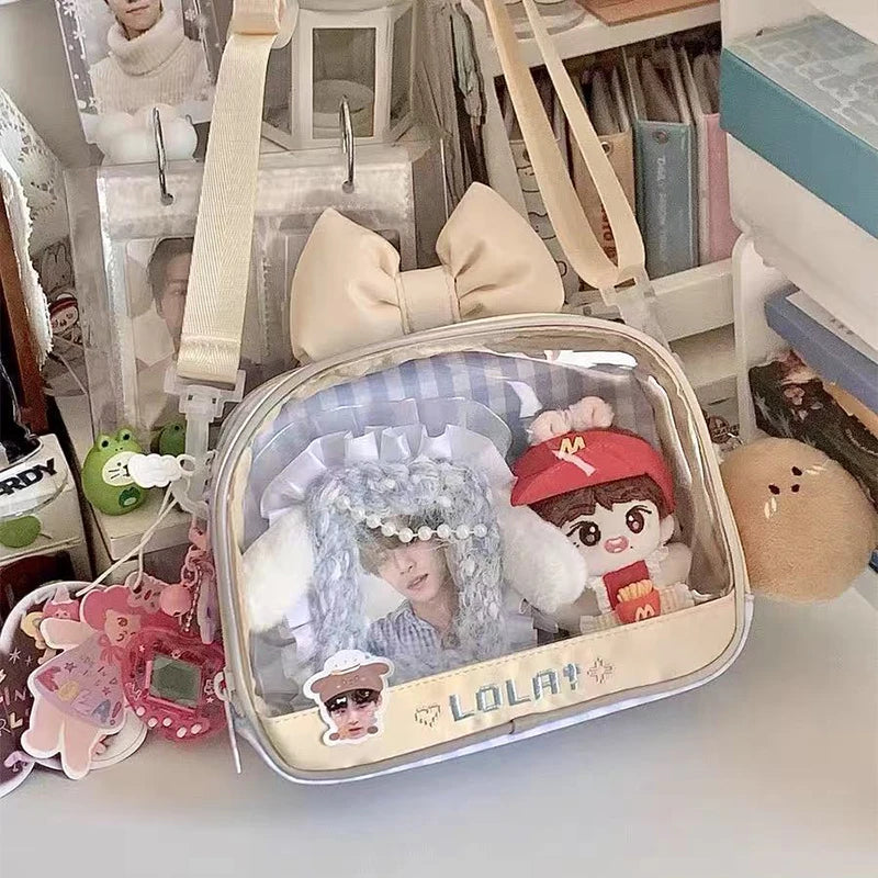 Itabag Transparent Crossbody Bag with Cute Bow & Doll Display Window