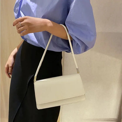 PU Leather Baguette Shoulder Bag – Minimalist Underarm Handbag