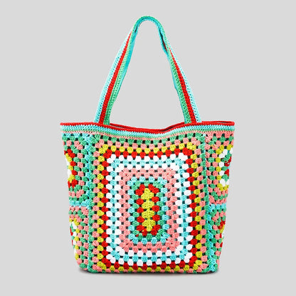 Bohemian Paisley Crochet Women Shoulder Bags Knitting Large Tote Bag Casual Lady Handbags Big