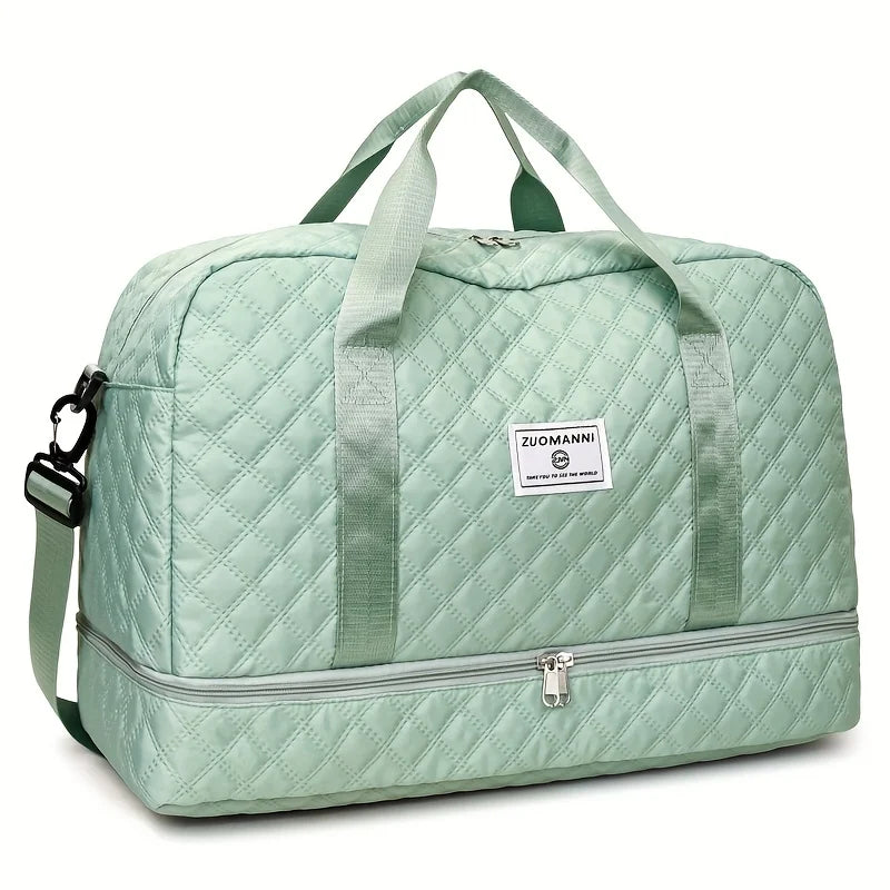 Diamond Quilted Duffle Bag – Large Capacity Travel & Gym Bag for Women