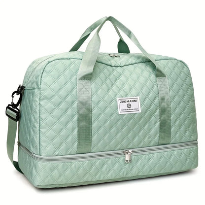 Diamond Quilted Duffle Bag – Large Capacity Travel & Gym Bag for Women