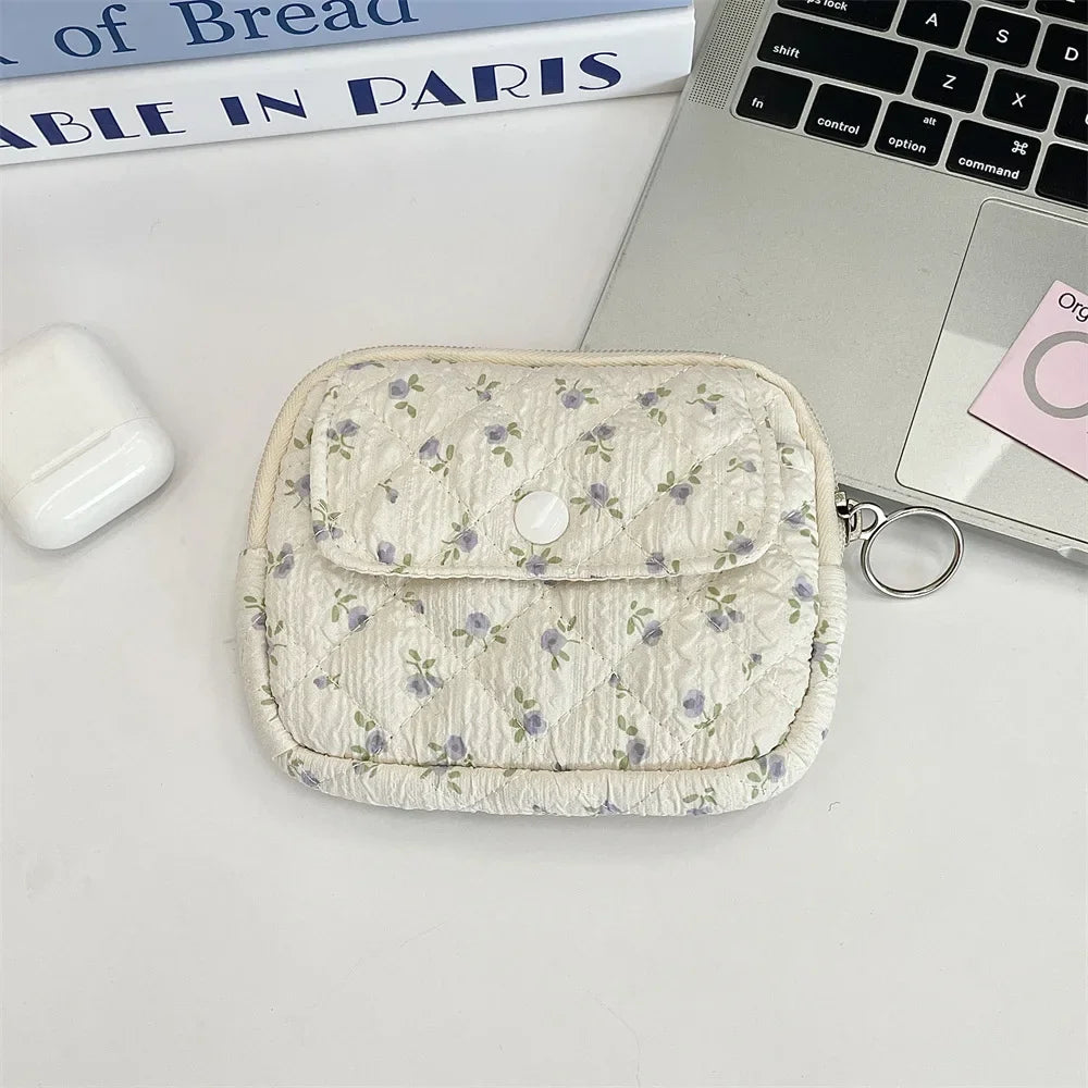 Quilted Makeup Bag – Cute Cartoon Mini Pouch & Card Holder