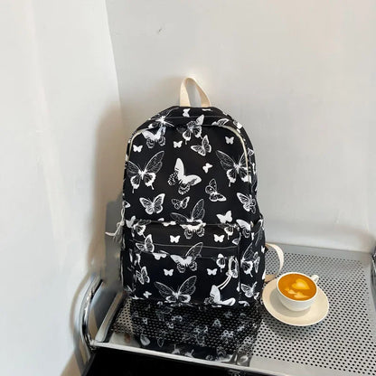 Butterfly Print Backpack – Women's Korean School & Travel Bag