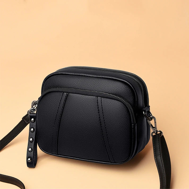 Crossbody Bag for Women – Soft Faux Leather Rivet Zipper Shoulder Purse