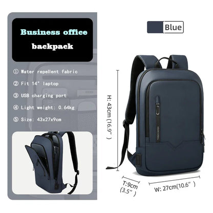 Slim Laptop Backpack for Men – 15.6" Waterproof Business Bag with USB Charging