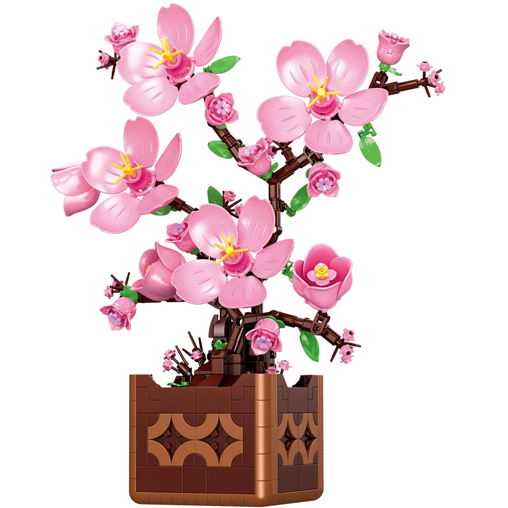 Flower Bouquet Building Blocks – Potted Plant Home Decor Set