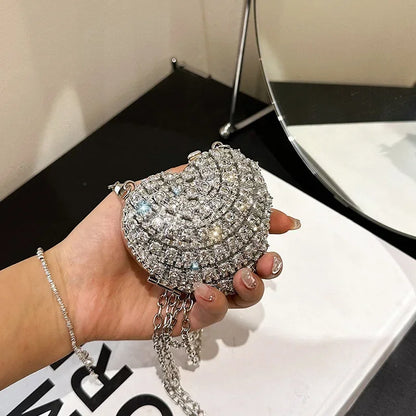 Crystal Heart Clutch Purse – Luxury Diamond Evening Bag for Women