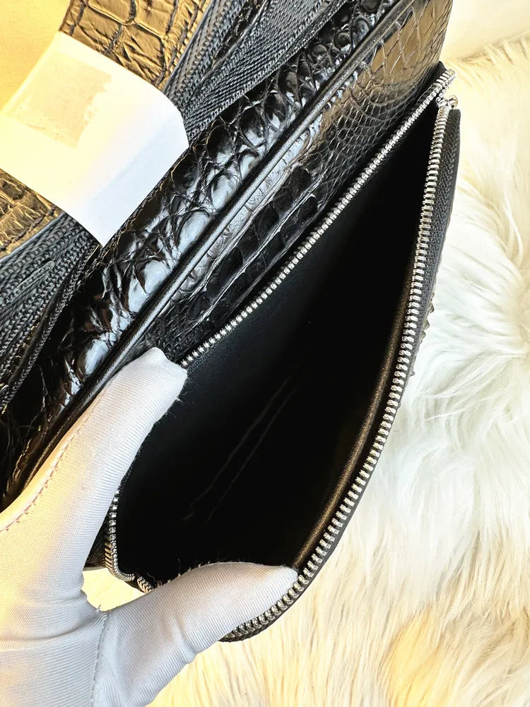 Crocodile Leather Cross-Body Bag for Men – Zipper Shoulder Wallet
