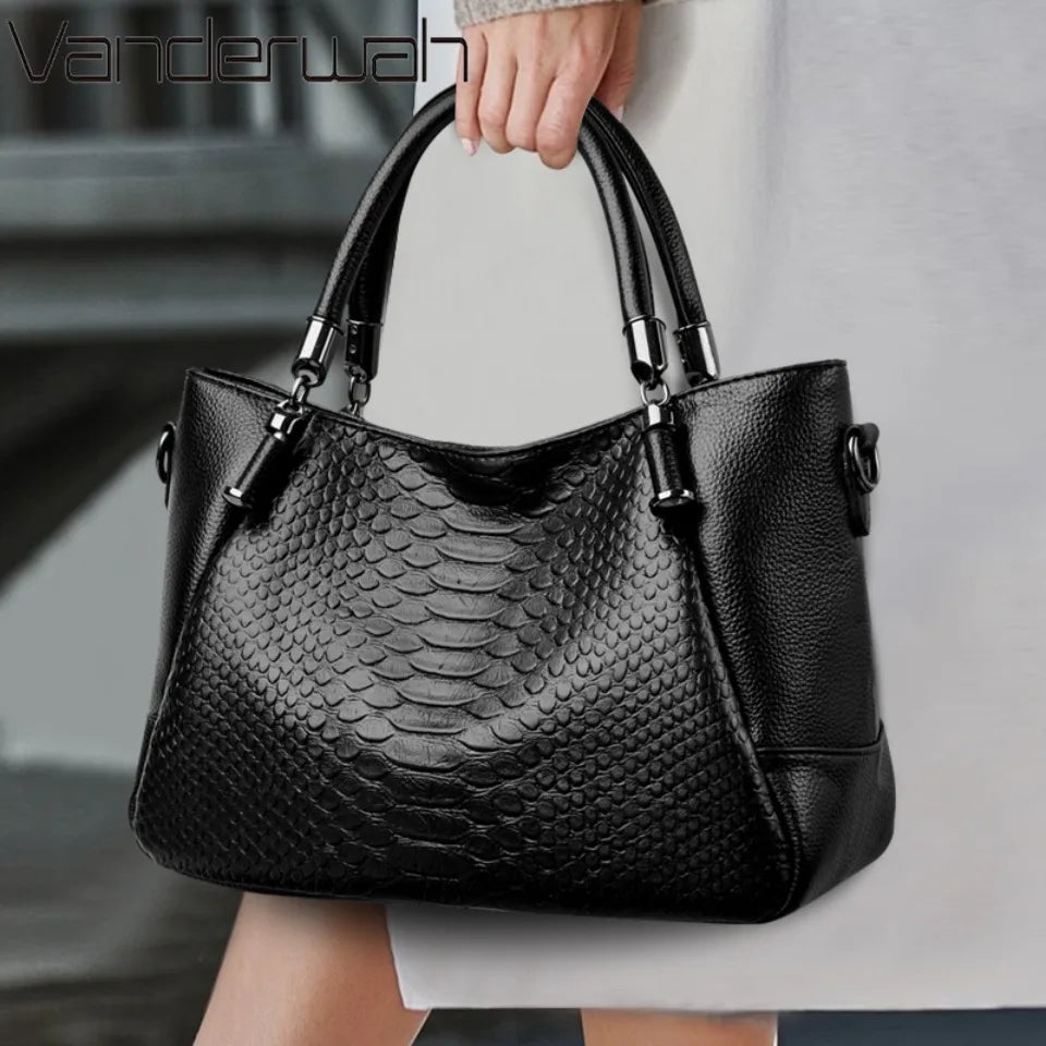 Snakeskin Leather Tote Bag for Women – Luxury Shoulder Handbag