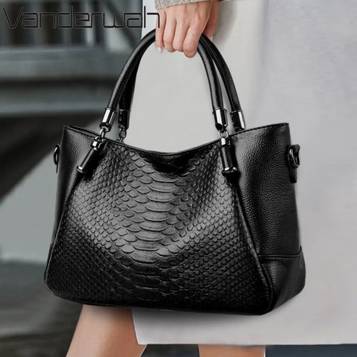 Snakeskin Leather Tote Bag for Women – Luxury Shoulder Handbag