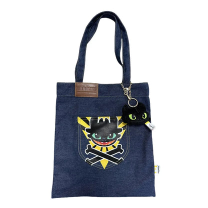 Toothless Plush Keychain & Denim Tote Bag – How to Train Your Dragon Gift