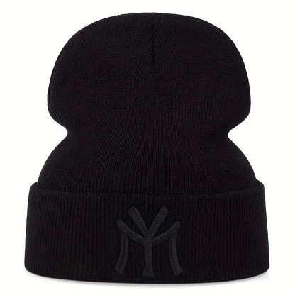 NY Embroidered Knit Beanie – Unisex Winter Hat