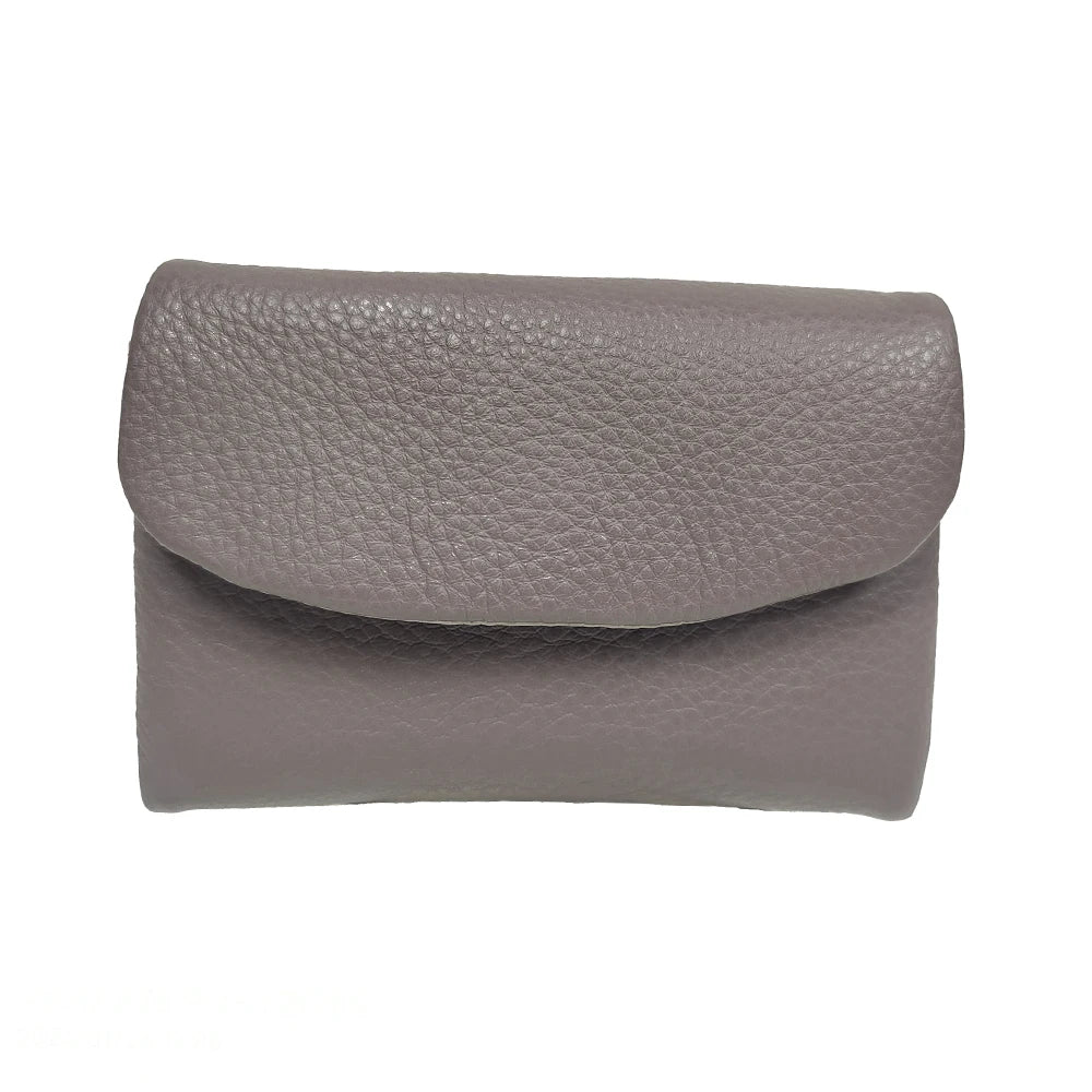 Genuine Leather Women's Short Wallet with Rainbow Interior