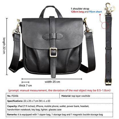 Genuine Leather Men's Crossbody Messenger Bag – Handmade Business Shoulder Bag