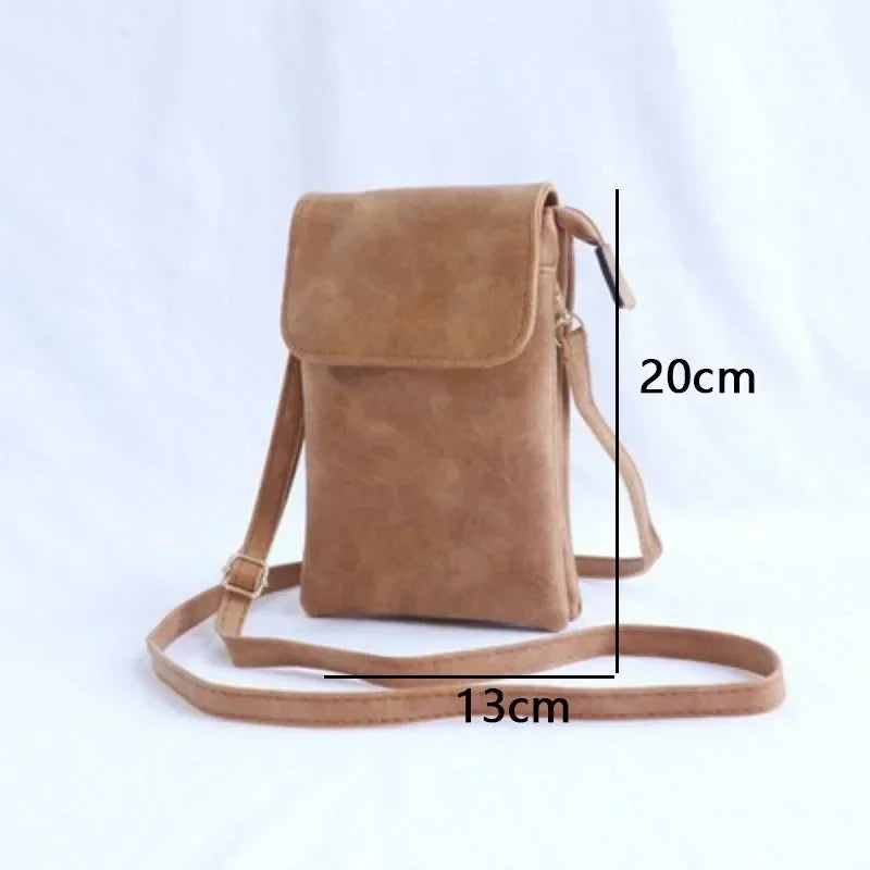 PU Leather Phone Crossbody Bag – Small Flap Messenger Purse for Women