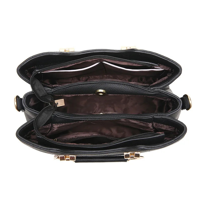 Women's PU Leather Crossbody Handbag with Metal Handle