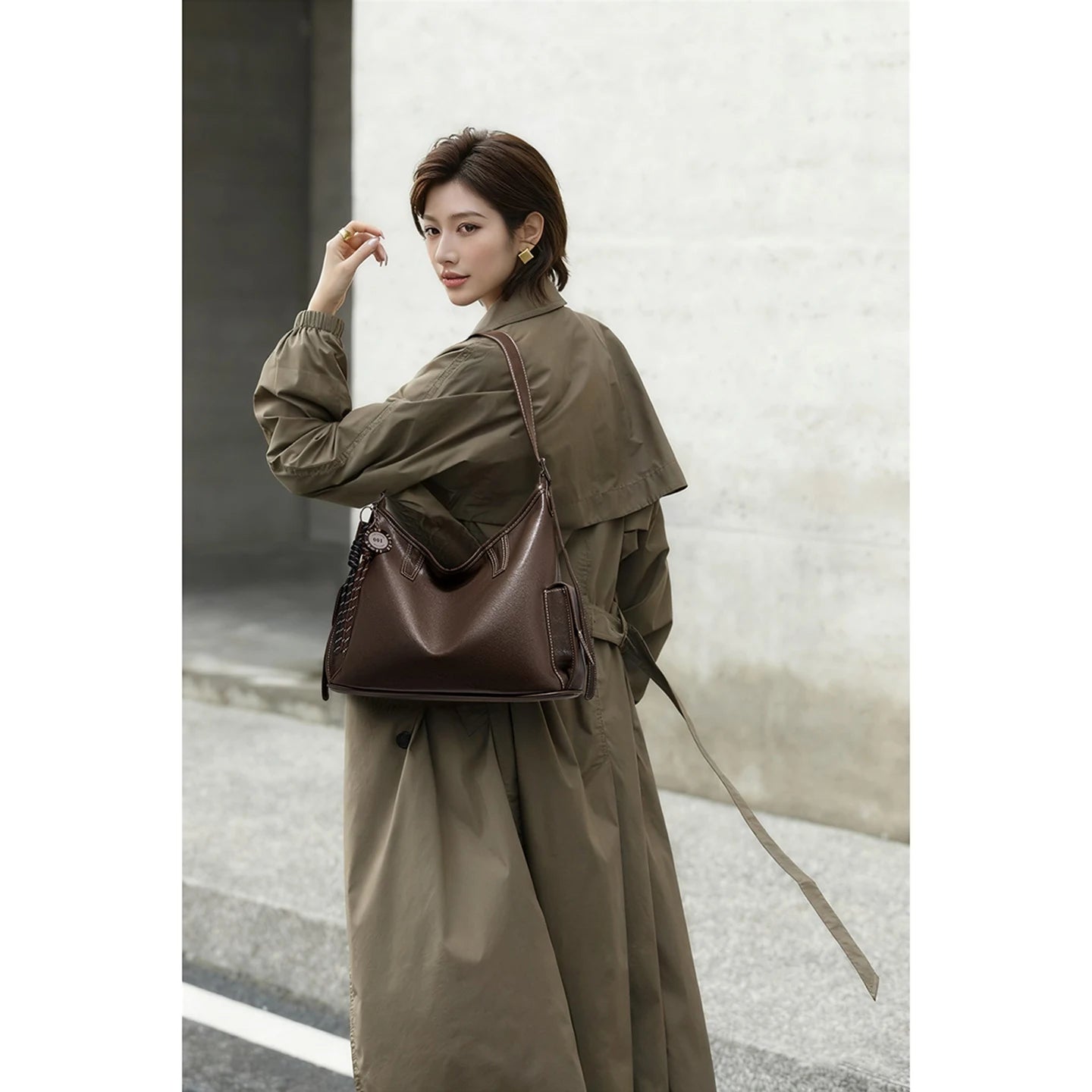 Foxer Lady S Shoulder Bag Soft Pu Leather Handbag Retro Hobo Large Capacity Tote Commute Daily