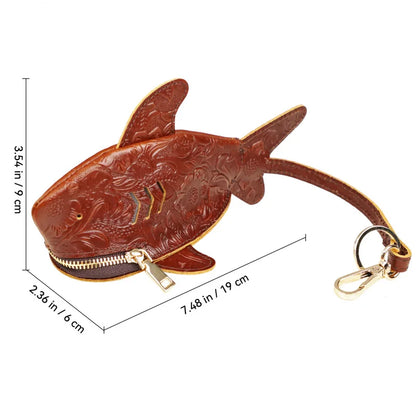 Leather Coin Purse & Key Ring Holder – Floral Embossed