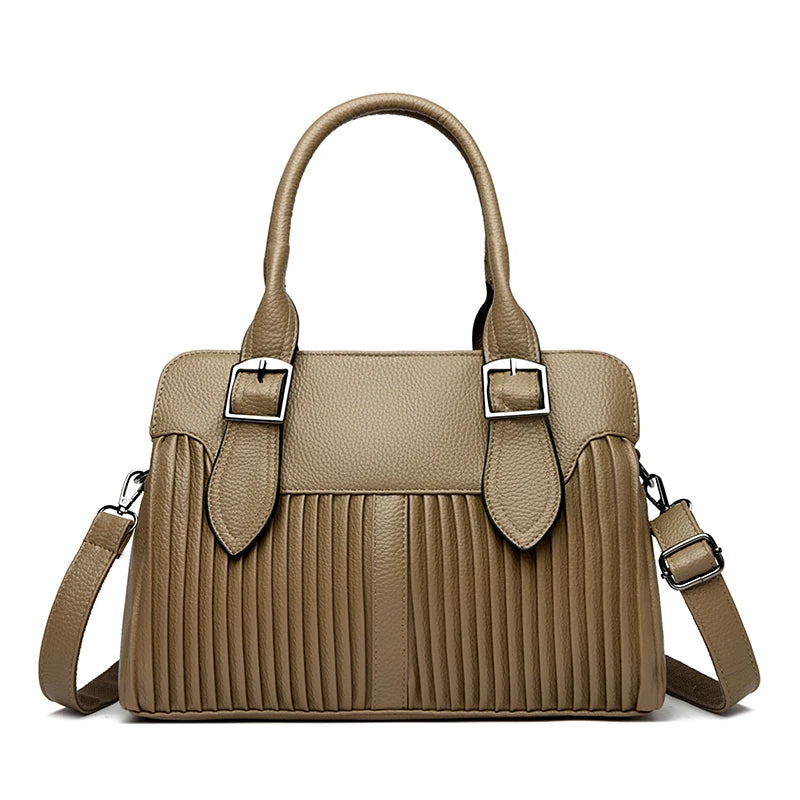 Large Capacity Soft Leather Women's Tote Bag – 3-Layer Luxury Handbag