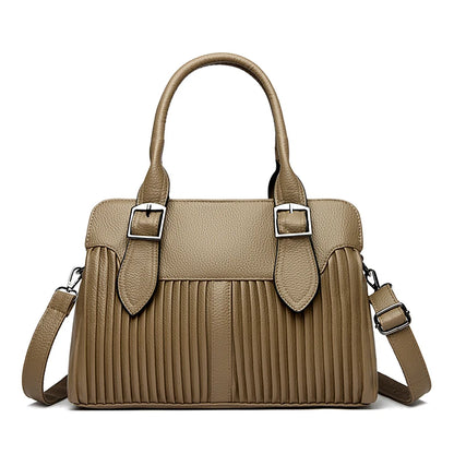 Large Capacity Soft Leather Women's Tote Bag – 3-Layer Luxury Handbag