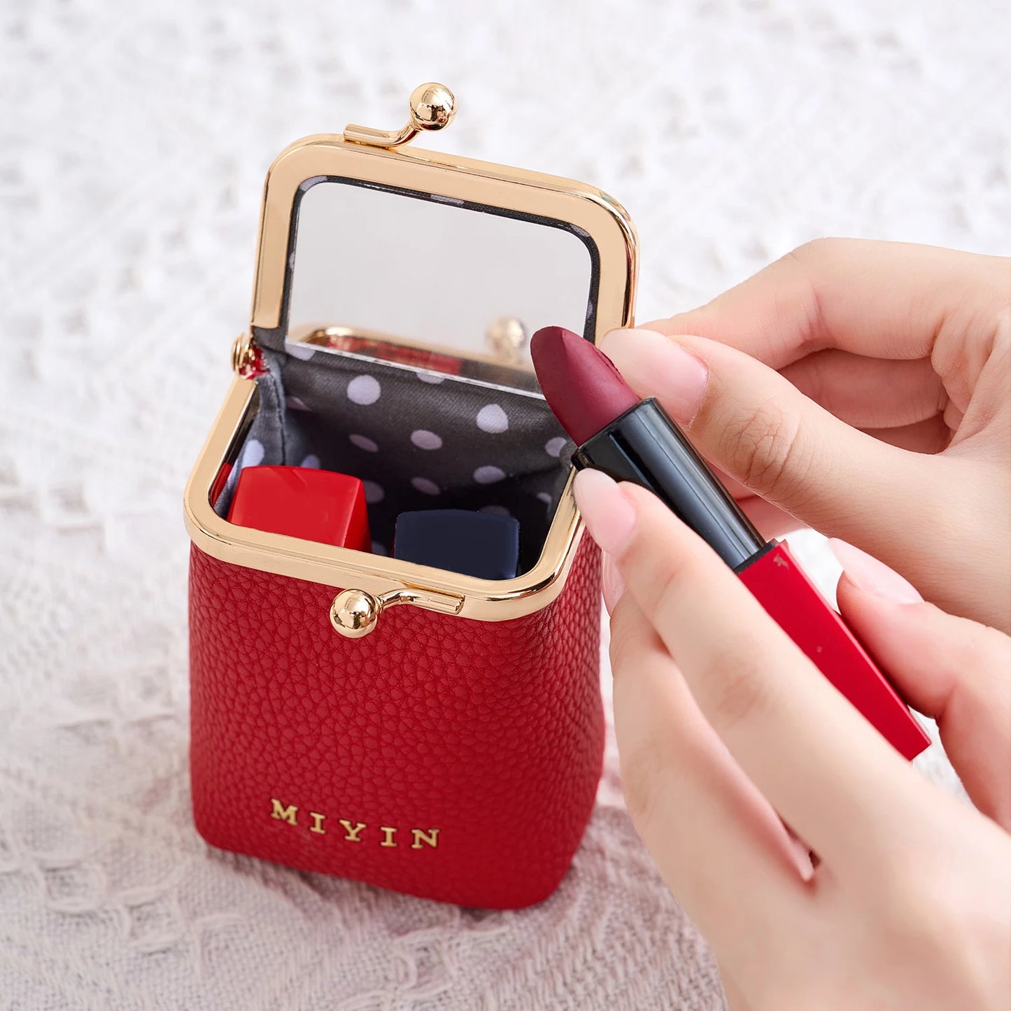 Mini Lipstick Organizer & Jewelry Coin Purse with Kiss-Lock Clasp