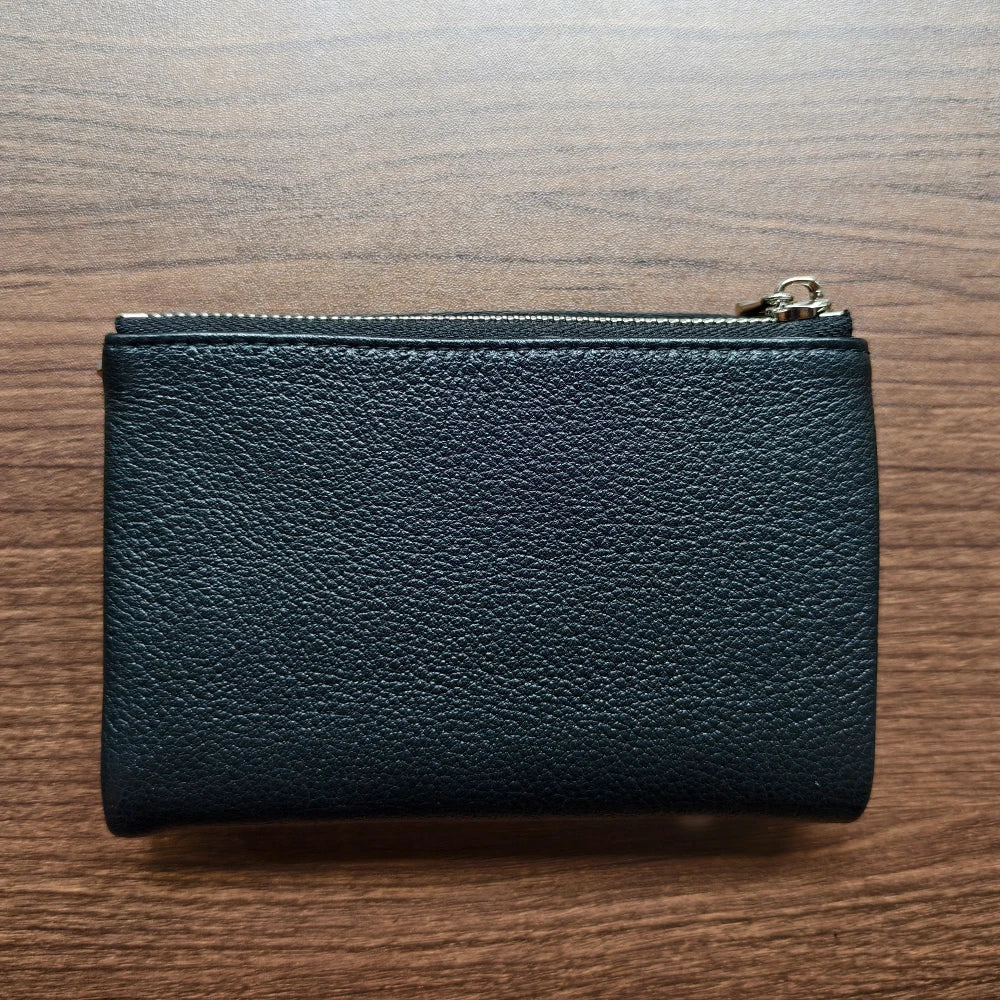 Trifold Genuine Leather Wallet for Women – Two-Tone Purse Organizer