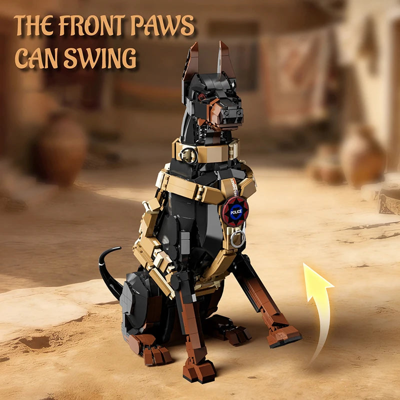 Doberman Police Dog Building Blocks Set – DIY Animal Brick Model