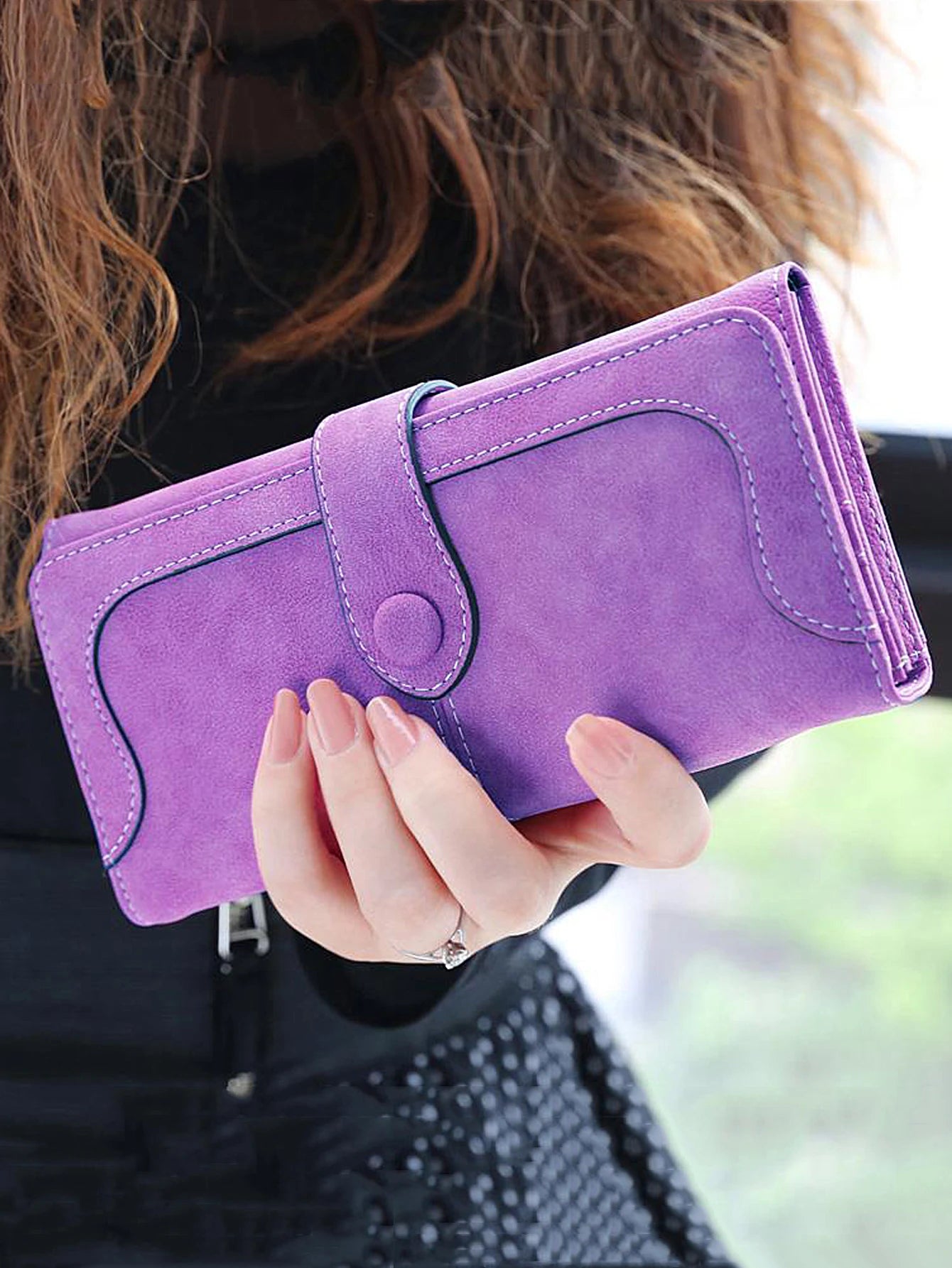 Women's Long Wallet – 17 Card Slots, ID Window & Zipper Coin Purse