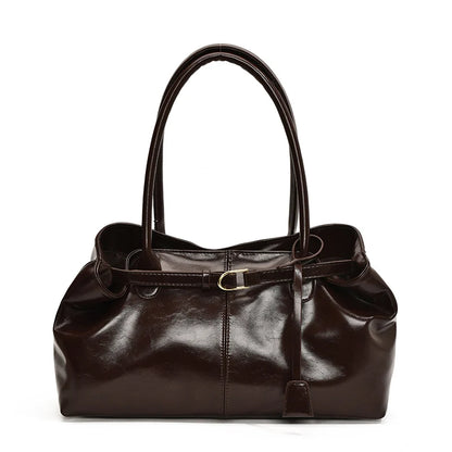 Leather Hobo Handbag – Slouchy Shoulder Tote Bag for Women