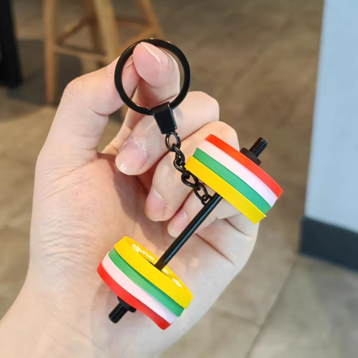 Mini Dumbbell Barbell Keychain – Fitness Bag Charm Pendant